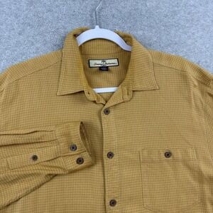Tommy Bahama Shirt Silk Plaid Button Up Shirt Mens Sz M Yellow Long Sleeve